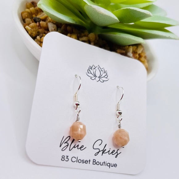 Sterling Silver Sunstone Earrings - Picture 6 of 9